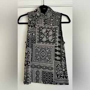 Xscape Top Women’s Medium Black and Silver Sleeveless Tank Vintage Glitter Party